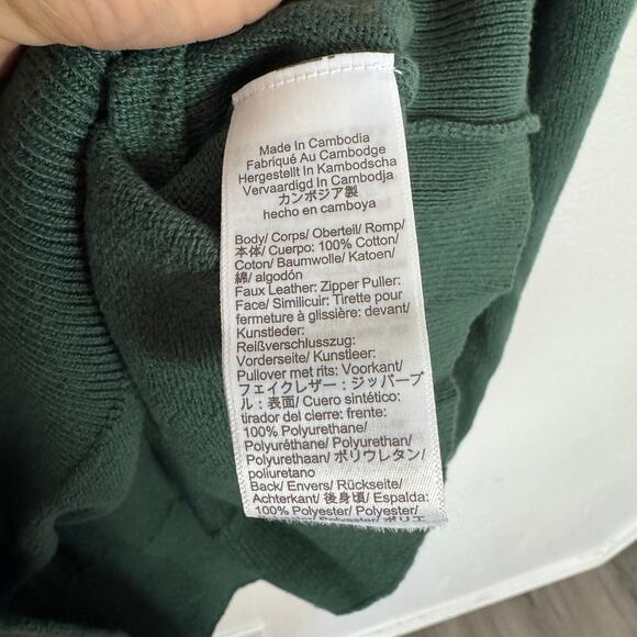 J.Crew Cotton Half-Zip Sweater Mens M Green Pullover Ribbed Trim Zipper BF091 LS - Picture 5 of 7